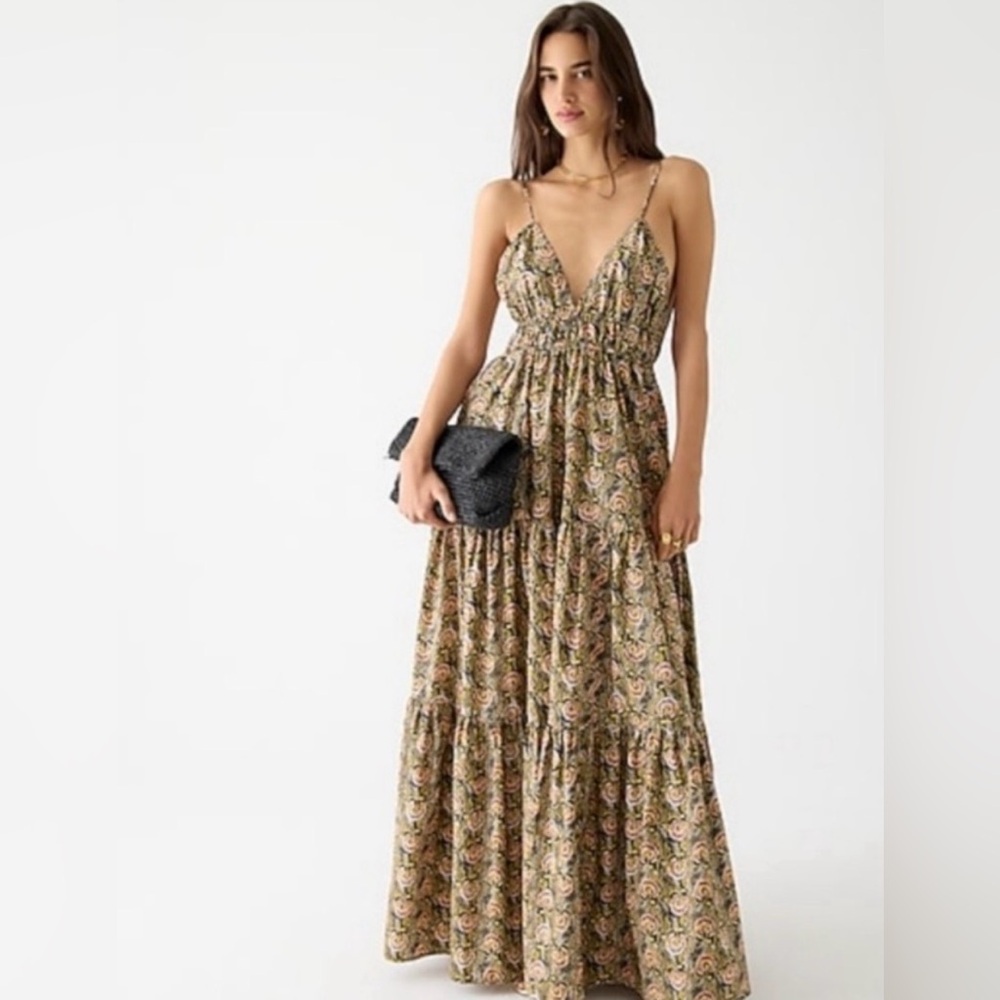 J.Crew NWT Oahu V-neck tiered‎ dress in dandelion swirl Size XS - Picture 2 of 10